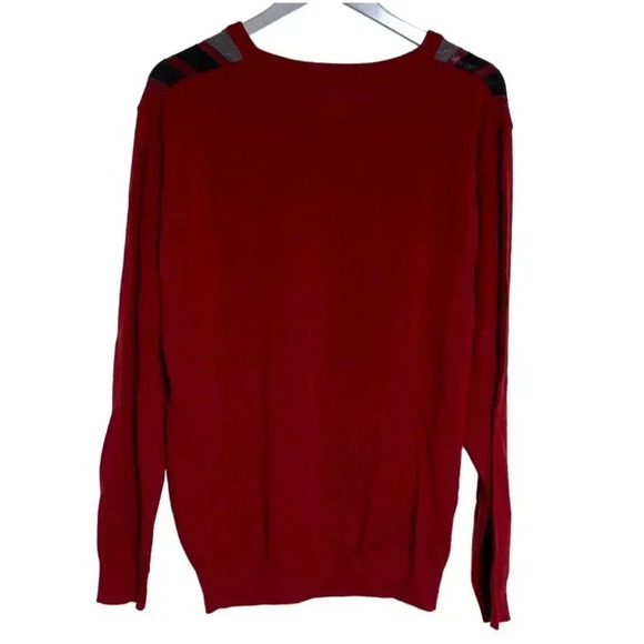 Vintage Montechairo sweater red‎ black gray V-neck made in Italy size L mens - Picture 3 of 5